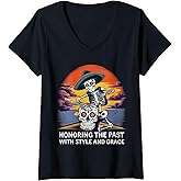 Womens Day of The Dead Mexican Dia De Los Muertos Sugar Skull V-Neck T-Shirt