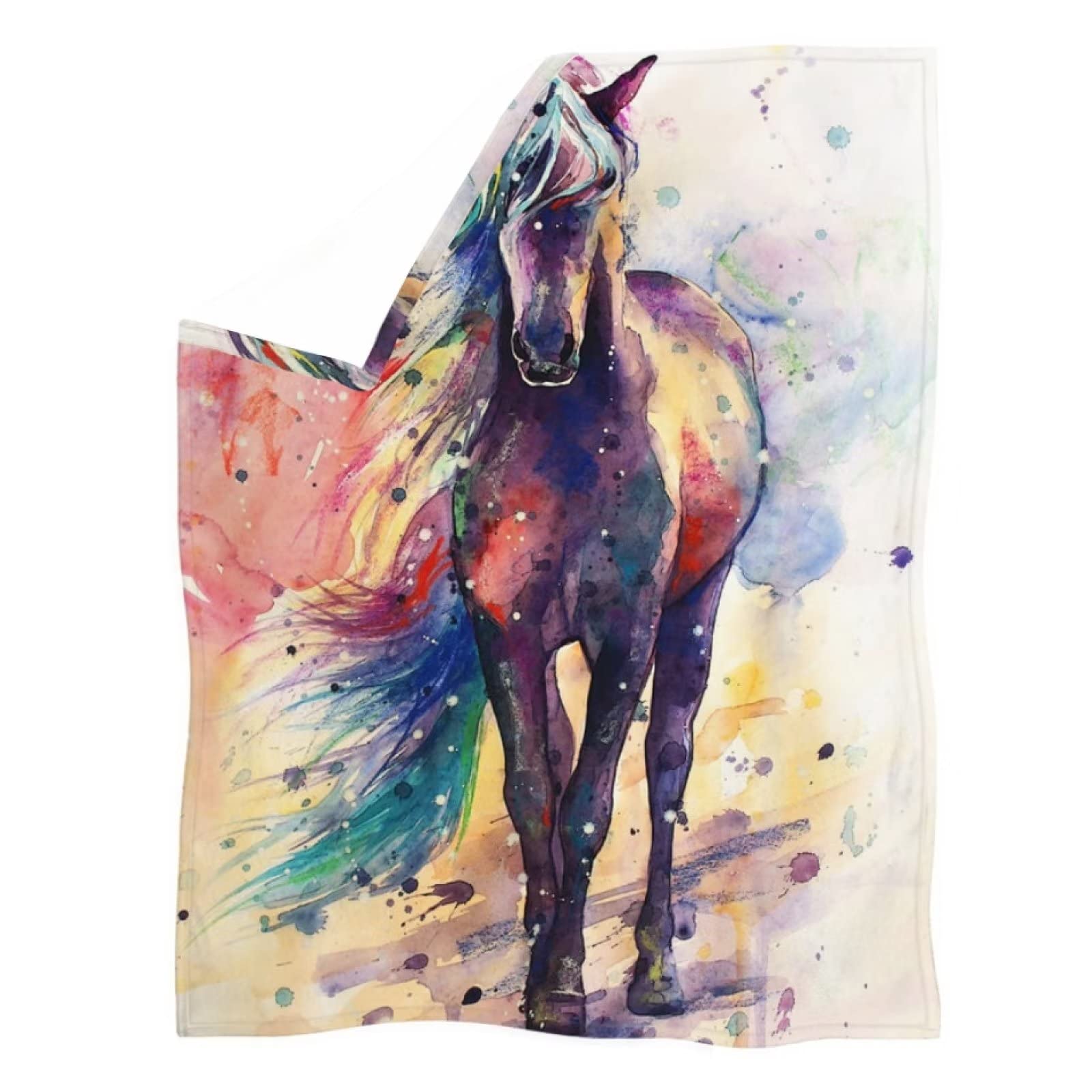 chaqlin Animal Horse Throw Blankets for Kids Teens Adult Fuzzy Flannel Fleece Holiday Blanket for Bed Couch Sofa,Protable Travel Camping Warm Blankets Couch Covers — image 1