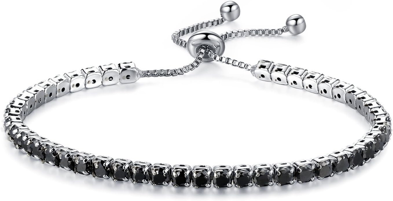 MONIYA Adjustable Women Cubic Zirconia Tennis Bracelet Wedding Engagement Simulated Birthstone Jewelry