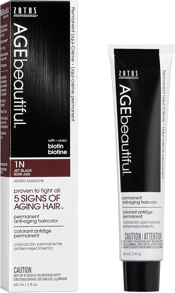 AGE beautiful Permanent Hair Color Cream, 100% Gray Coverage Hair Dye with Biotin Anti-Aging Formula for Fuller, Thicker Hair