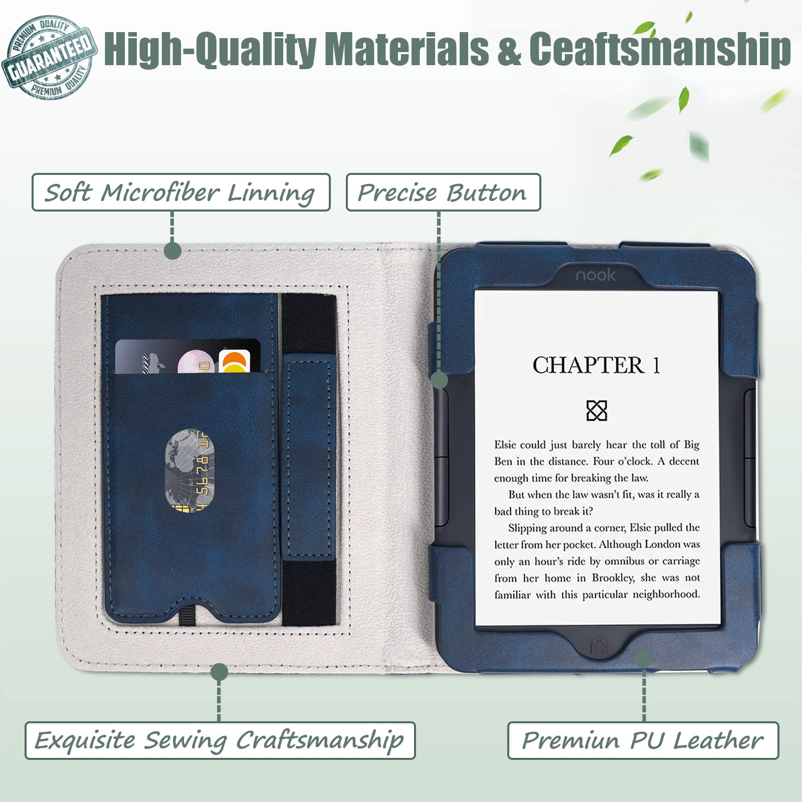 ACdream Case for Nook Glowlight 4 2021 / Nook GlowLight 4e 2022, Hands Free Stand Protective Durable Premium PU Leather Cover with Magnet CLosure, Hand Strap, Card Slot, Blue