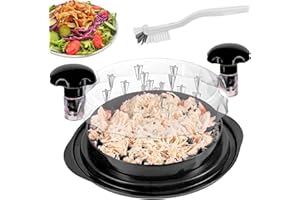 SEARIK Chicken Shredder Tool Twist Large, Meat Shredder Twist Chicken Breast Chopper Chicken Grinder with Transparent Lid and Cleaning Brush, Anti-slip Strip, Ergonomic Handle, Suitable for Pork Beef Chicken