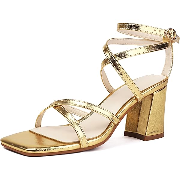 Amazon.com | Arqa Women's Metallic Gold Heeled Sandals