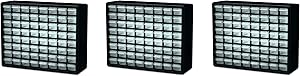 Akro-Mils 10164 64 Drawer Plastic Parts Storage Hardware and Craft Cabinet, 20-Inch by 16-Inch by 6-1/2-Inch, Black (Pack of 3)