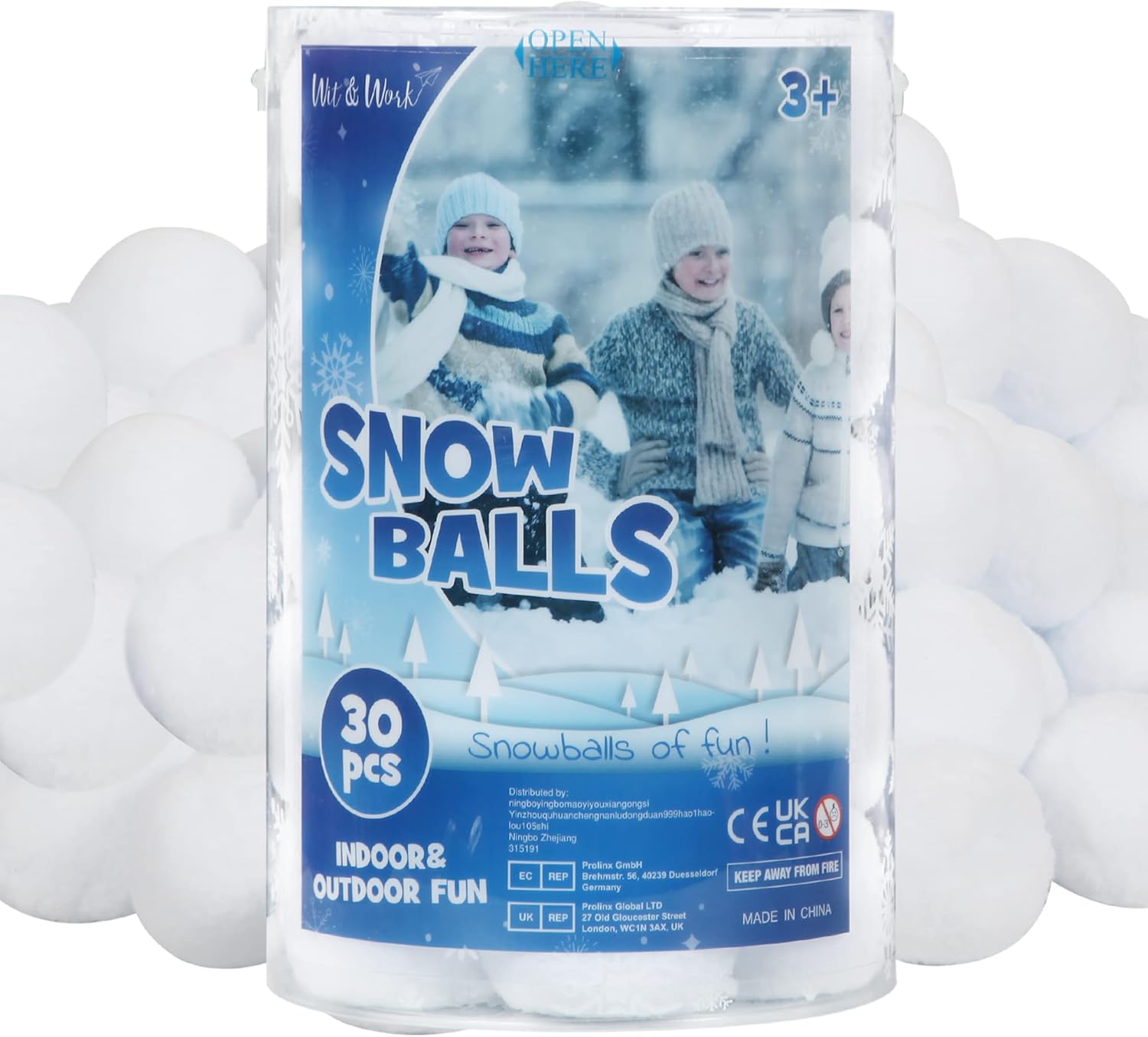 Artificial Snow - Wit & Work 30 Pack Indoor Snowballs for Kids Fake Snowballs for Snowball Fight Snow Toys for Boys Girls Indoor Outdoor Snow Game