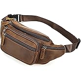 Crazy Horse Leather Mens Fanny Pack for Women Belt Bag Purse Running Waist Pack for Phone Bum Hip Bags Shoulder Crossbody Bags