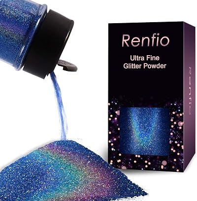 Renfio Holographic Ultra Fine Glitter Powder Ocean Blue 60g for Resin