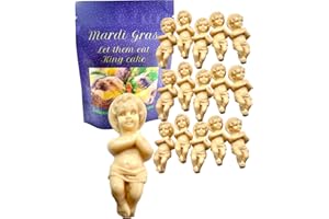 King Cake Babies Bulk Bundle Baby Jesus Figurines in a Resealable Mardi Gras Themed New Orleans Souvenir Bundle Bag, Set of 2