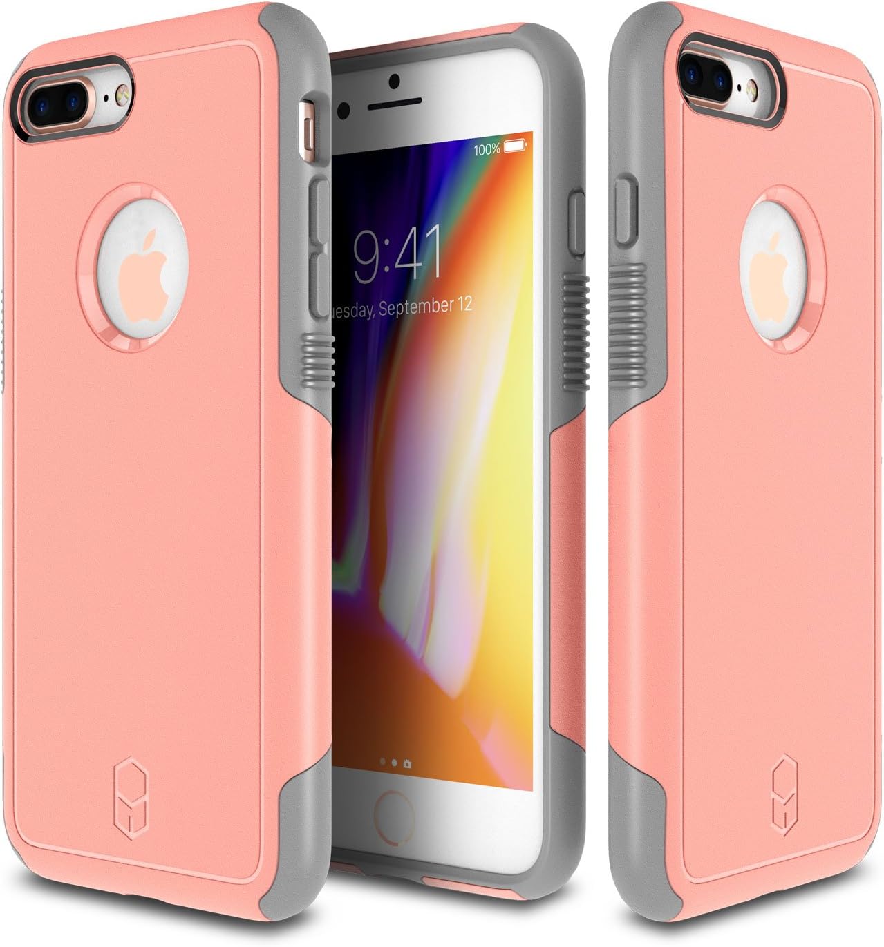 Patchworks Level Aegis Case in Pink Compatible for iPhone 8/7 Plus Military Grade Extreme Drop Protection Shockproof Full Protective Anti-Scratch Resistant Heavy Duty Dual Layer Rugged Case