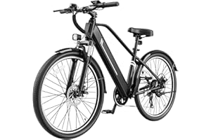 YOLOWAY 26" Electric Bikes for Adults, Peak 1000W Electric Bike, Up to 25MPH&40 Miles, Ebike for Adults with 375Wh Removable Battery, 7-Speed&Front Suspension Commuter Ebike for Outdoor
