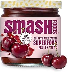 Smash Foods Cherry Pomegranate Jam | Low-Calorie, No Sugar Added Keto Jam with Upcycled Fruit & Chia Seeds | Vegan, Paleo Sup