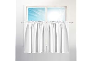 Barossa Design Waffle Weave Half Window Tier Curtains: Small Bathroom Window Curtains Waterproof with 36 inch Length Short Length for Cafe & Kitchen - White, 36"x36" for Each Panel, Set of 2