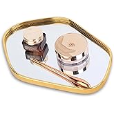 Perfum Trays,Gold Mirror Tray,Vanity Decorative Tray,Non Slip Rectangular Perfume Organizer for Jewelry,Bathroom,Coffee Table (Small)