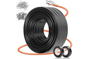 WUFOTY 3FT-200FT Heat Tape for Water Pipes,Heating Cable for Pipe Freeze Protection,Water Pipe Insulation/Roof Snow De-Icing, Deicing Heating Cable with Mounting Buckle,120V 5W/ft（120FT）