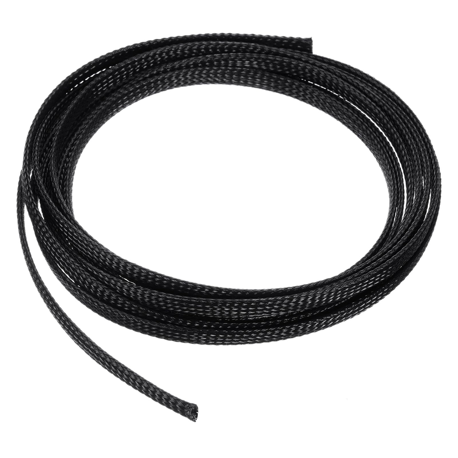 Photo 1 of uxcell 10 Ft - 1/4 Inch Expandable Braided Cable Sleeve, PET Cable Management Wire Sleeving Cord Protector, Wire Wrap Loom Tube for TV Computer Audio, Office Home Devices, Black