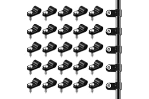 JJUNW 50 Pcs 1/4 Inch Outdoor Cable Clips, Plastic Rope Light Clips Black Wire Fence Clips, Extension Cord Wall Clips with Screws for Wire Management(1/4 Inch)