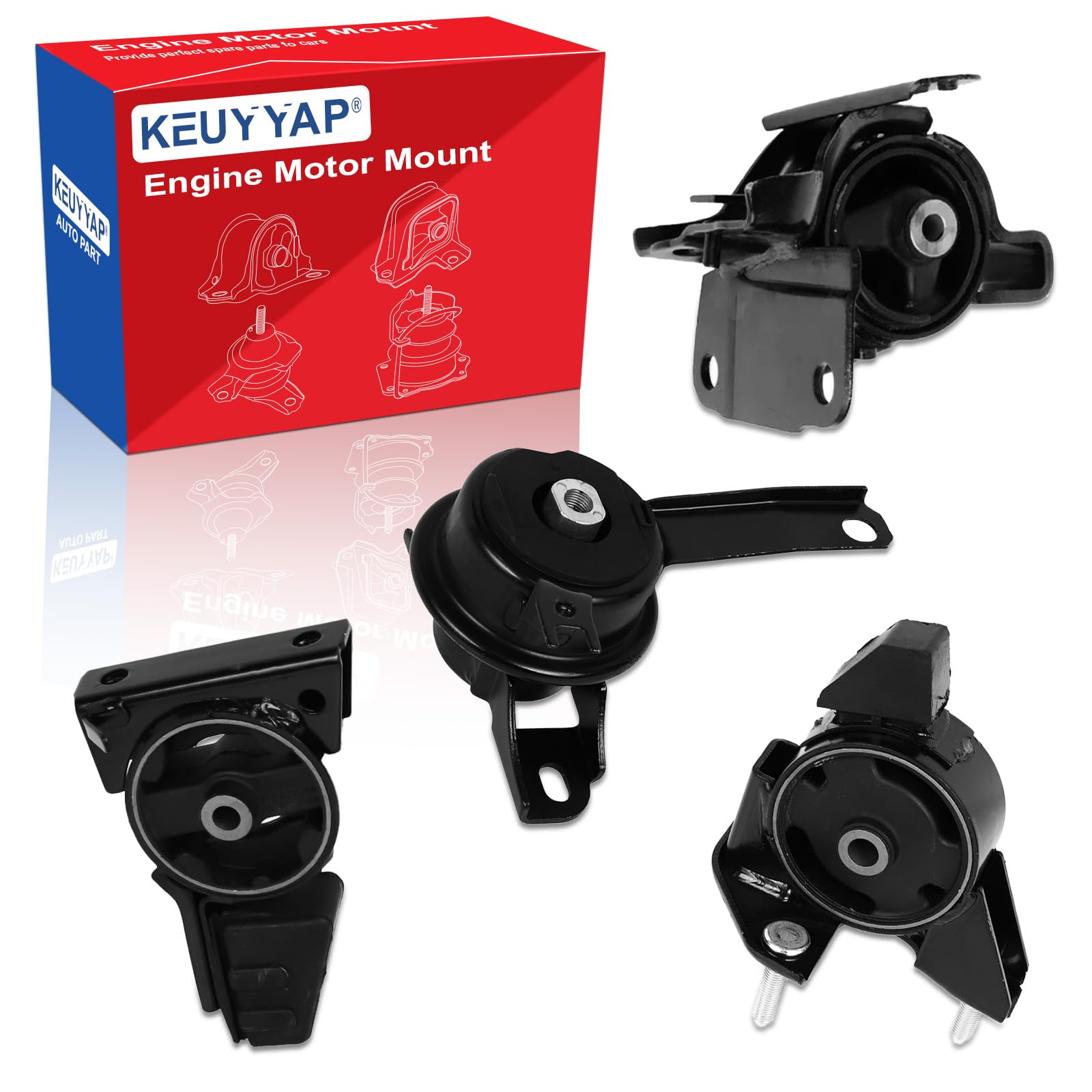 Photo 1 of keuyyap 4Pcs Engine Motor Mount Compatible with Chevrolet Prizm & for Toyota Corolla L4 1.8L 1998-2002 Transmission Mount Set, Replace A7243 A7254 A7256 A7259, Black/Silver, CA-EM0021