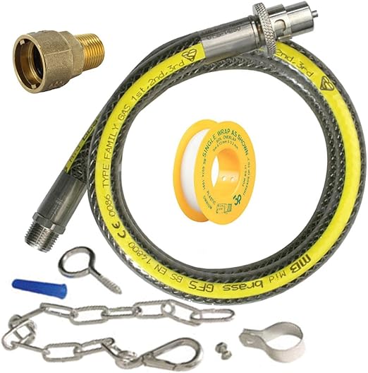 SPARES2GO Universal Oven Cooker Gas Supply Pipe Hose, PTFE Tape, Safety