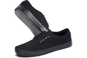 CONVOLE Non Slip Work Shoes for Men & Women Food Service, Unisex Black Casual Stain & Oil Slip Resistant Restaurant Server Sneakers, Comfortable Water Resistant Culinary Chef Kitchen Cook Shoes