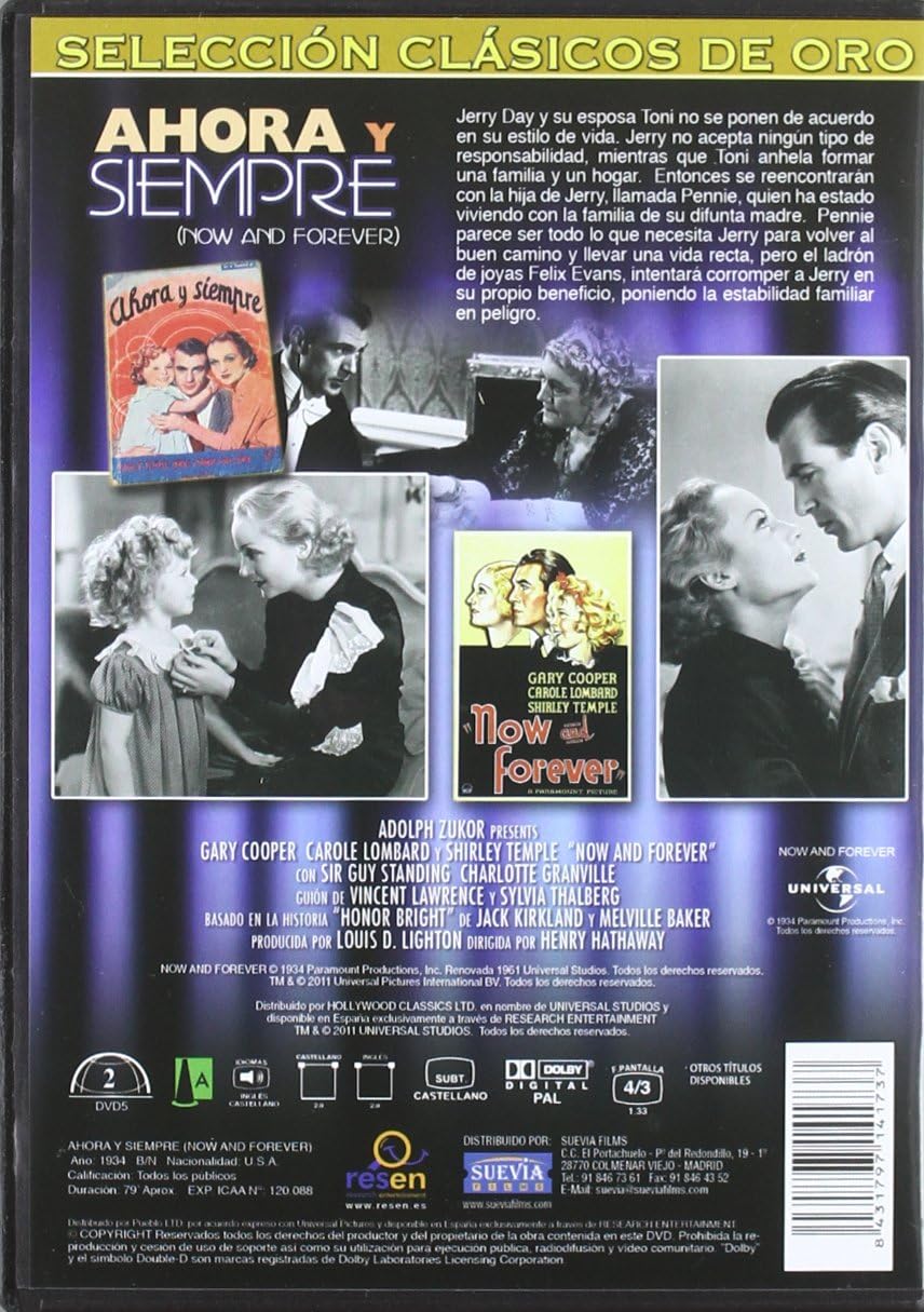 Now And Forever 1934 Universal Region 2 Pal Plays In English Without Subtitles Amazon Co Uk Henry Hathaway Shirley Temple Gary Cooper Carole Lombard Guy Standing Charlotte Granville Dvd Blu Ray