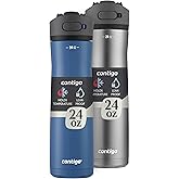 Contigo Ashland Chill 2.0, 2-Pack, 24oz, Stainless Steel with Straw and Handle, Dual Insulated for Cold and Hot Drinks, Blue Corn and Stainless Steel