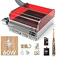 Creality Laser Engraver Enclosed, Falcon2 Pro 60W Output Laser Engraving Machine, 25000mm/min Speed Laser Cutter with Air Assist, Auto Fan, Camera Positioning for Wood and Metal