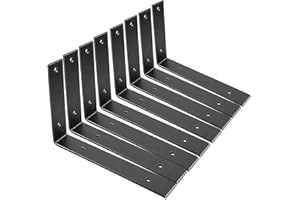 WINKER Shelf Brackets 10 Inch Wall L Brackets 8PCS Heavy Duty for Shelves Metal Black Rustic Industrial Brackets for DIY Opening Shelves Project Hardware Included