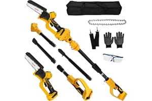 LEZZYRUCK 6 Inch Cordless Pole Saw for Dewalt 20V Max Battery (No Battery), Brushless Electric Chainsaw with Extension Pole, 15Ft Long Reach for Tree Pruning Hedge Cutting