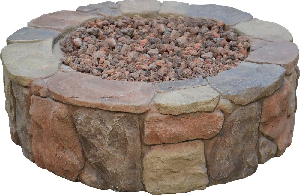 Amazon Com The Rhodes Gas Outdoor Patio Stacked Stone Round Fire