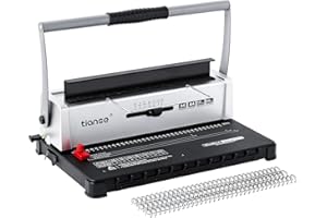 TIANSE Binding Machine, Wire Binder Machine 34 - Square Size Holes, Punching 120 Sheets, Bind 12 Sheets Book Maker with 100pcs of 3/8" Wire Binding Ring for Letter Size, A4, A5 or Smaller Sizes