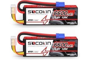 Socokin 4S Lipo Battery 6600mAh 14.8V 120C with EC5 Connector Hard Case for RC Car Truck Tank RC Buggy Truggy RC Model Racing Hobby(2 Pack)