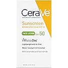 CeraVe Sunscreen Face Lotion SPF 50 2 oz with Zinc Oxide, Niacinamide and Ceramides for Broad Spectrum Sun Protection