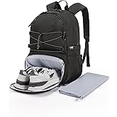 BAGSMART Gym Backpack with Shoes Compartment, Travel Backpack for Men Women, Stylish Workout Sport Bag for Yoga, Casual Weekender Carry On for Flight, College, Outdoor, Black