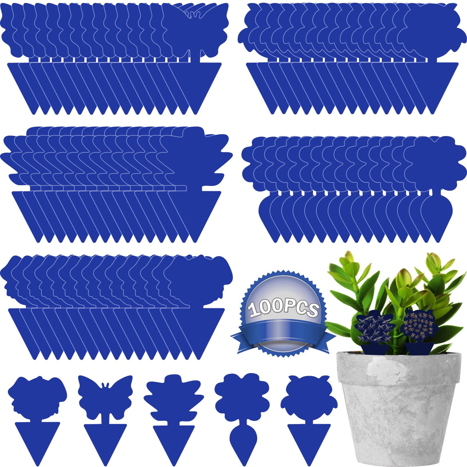 Fruit Fly Traps, Triitech 100 Pack Sticky Fly Traps, Plant Fly Stickers, Sticky Bug Traps Fungus Traps for Indoor and Outdoor