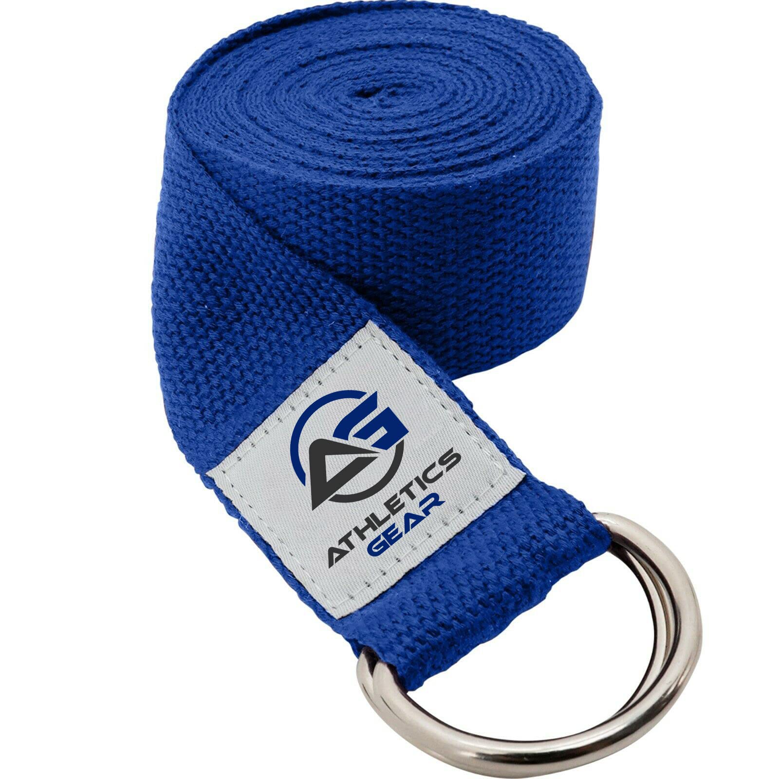 Yoga Strap Belt with Metal D-Ring Buckle, 6ft long & 1.5 inch wide, Made with Durable Cotton for Stretching and Flexibility (Blue)