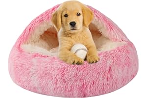 WgoogW Dog Beds for Small Dogs, Cat Bed Cave, Washable Cute Cat Bed, Cozy Nook Pet Bed for Dogs or Cats, Anti-Slip Puppy Bed for Small Medium Pets (Pink, 23"" x 23"")