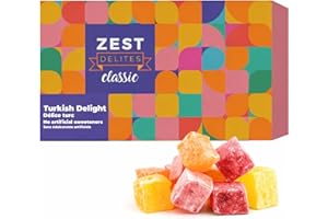 Turkish Delight Candy by Zest Delites, Assorted Flavored Lokum, 250 Grams Turkish Delights, Vegan Snacks Gift Box, Traditiona