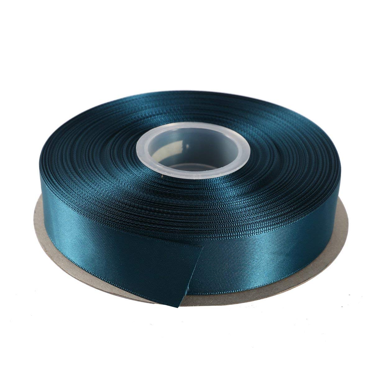 ITIsparkle 25mm Double Faced Satin Ribbon 45 Meters-Roll Set for Gift Wrapping Scrap Books Party Favor Hair Braids Baby Shower Decoration Floral Arrangement Craft Supplies, Teal Ribbon
