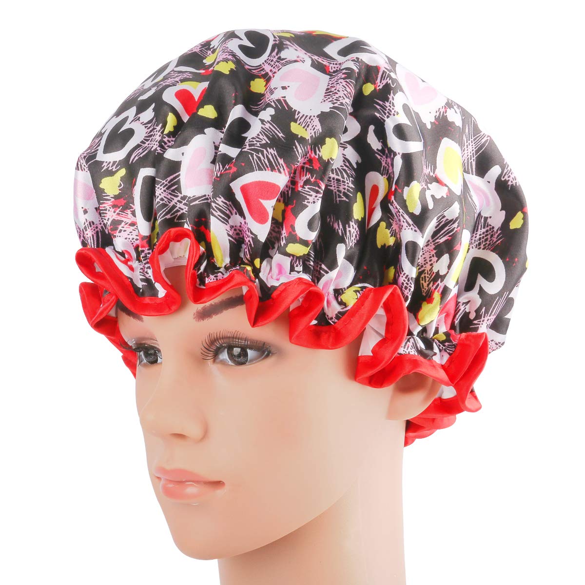 Shower Cap, ESARORA 4 PACK Bath Cap Designed for Women Waterproof Double Layer : Beauty