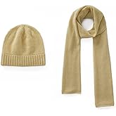 GreenMount Women 100% Pure Cashmere Beanie Hat & Cashmere Scarf Set with Gift Box for Women Winter Plant Dyeing
