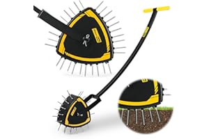 BLUMETREC Patented Rolling Lawn Aerator, Heavy Duty Manual Push Tool with 30 Spikes for Soil Loosening, Spike Aeration Roller with Reuleaux Triangle Design for Garden Care, Revives Lawn Health, Save Labour