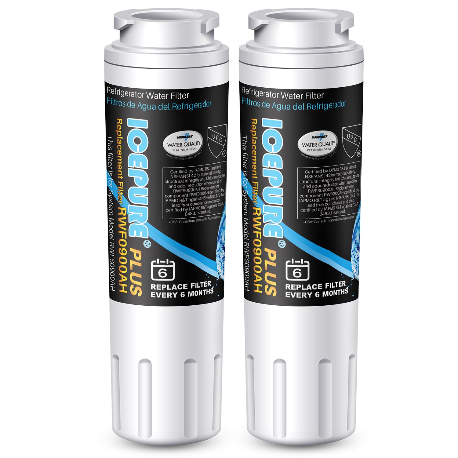 Photo 1 of ICEPURE PLUS NSF/ANSI 53 Certified UKF8001 Refrigerator Water Filter Compatible with Maytag UKF8001, UKF8001AXX, UKF8001P, Whirlpool 4396395, 469006, EDR4RXD1, EveryDrop Filter 4, 2PACK