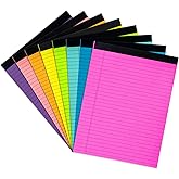 Magecubiku Colored Legal Pads 8.5 x 11 inches 8 Pack,70 GSM/19 LB Rainbow Wide Ruled Writing Pad High Brightness Neon Pads 8 Colors 30 Sheets Per Note pads for School,College,Office,Business-Large
