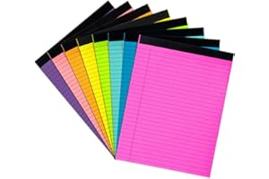Magecubiku Colored Legal Pads 8.5 x 11 inches 8 Pack,70 GSM/19 LB Rainbow Wide Ruled Writing Pad High Brightness Neon Pads 8 