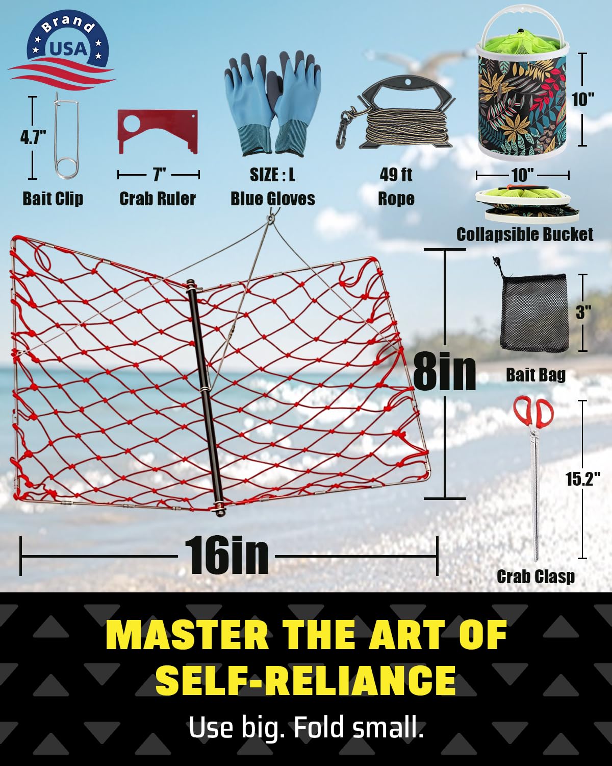 Condition photo showing New/Like New for 2 pack castable crab trap kit, foldable crab trap with rope bait clip, castable crab cage for blue c