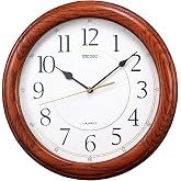 Seiko Wall Clock Quiet Sweep Second Hand Dark Brown Solid Oak Case