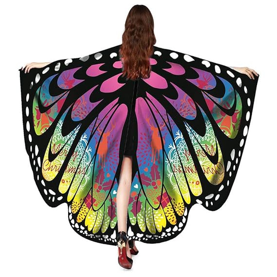 bestshope Damen Schmetterling Drucken Kostüm Schals, Daily Karneval Rollenspiel Mottoparty Faschings Schal Nymphe Pixie Ponch
