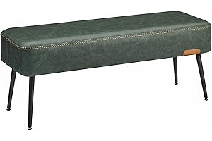 VASAGLE EKHO Collection - Bench for Entryway Bedroom, Synthetic Leather with Stitching, Ottoman Bench with Steel Legs, Living