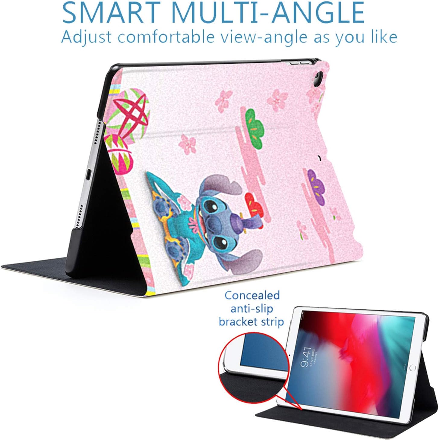 Y2pkzistore Ipad 18 Case Disney Cartoon Lilo Stitch Cartoon Protection Lightweight Pu Leather Smart Auto Sleep Wake Cover Also Fit Ipad Air 2 Ipad Air 4 Ipad 17 5th Gen 6th Gen