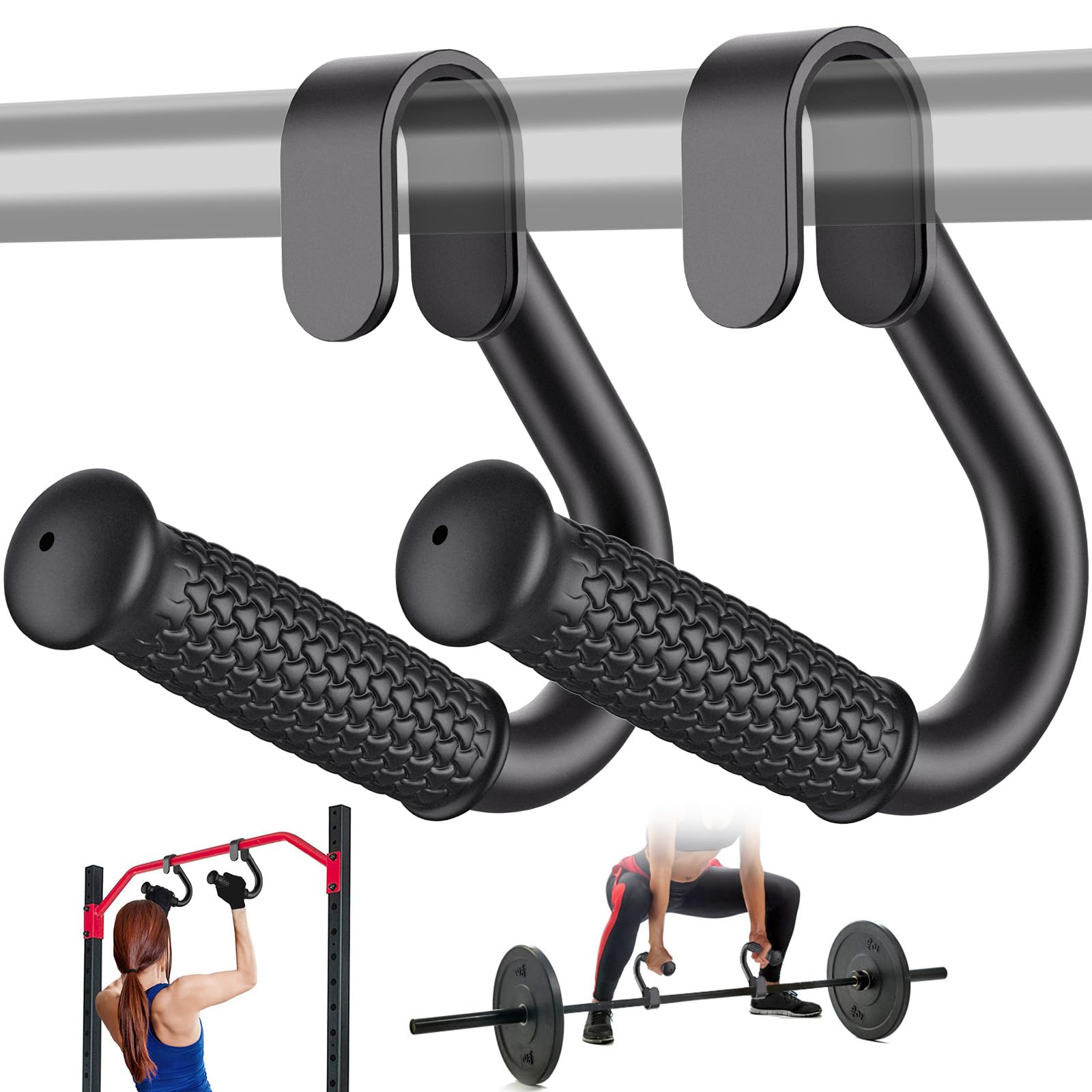 Kipika Pull Up Resistance Bands Handles - Non-Slip Rubber Grip Handle Attachment for Pull-Up Bars, Barbells and Resistance Bands - Heavy Duty Stretch Attachment Handles for Home Gym Workouts, 1 Pair